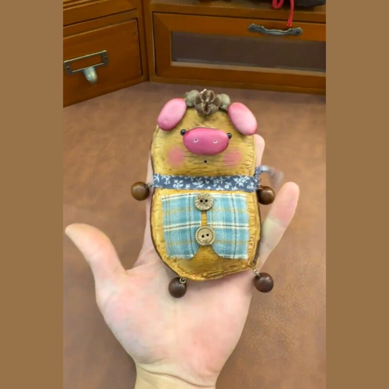 Handmade Blue Plaid Pig Pod Baby