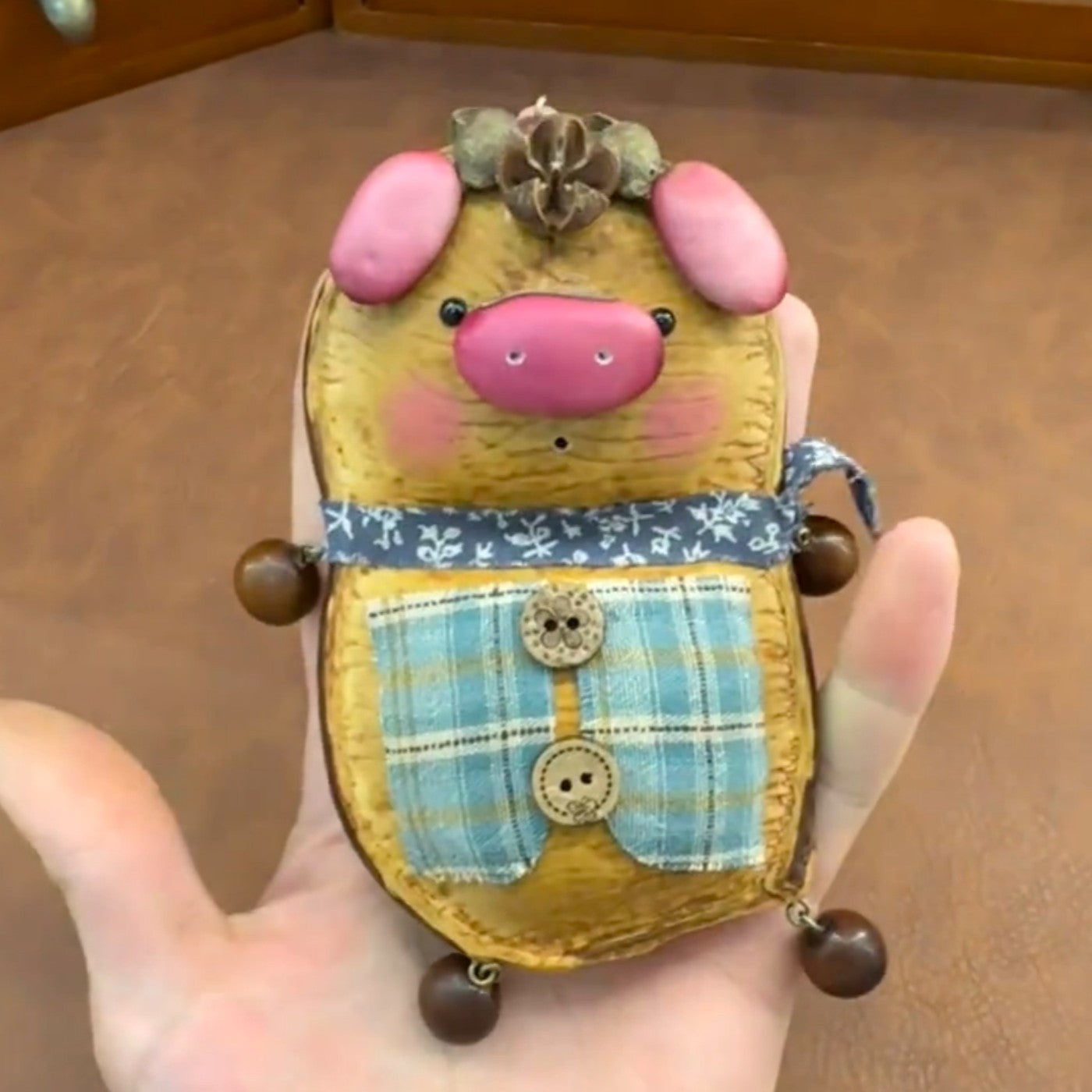 Handmade Blue Plaid Pig Pod Baby