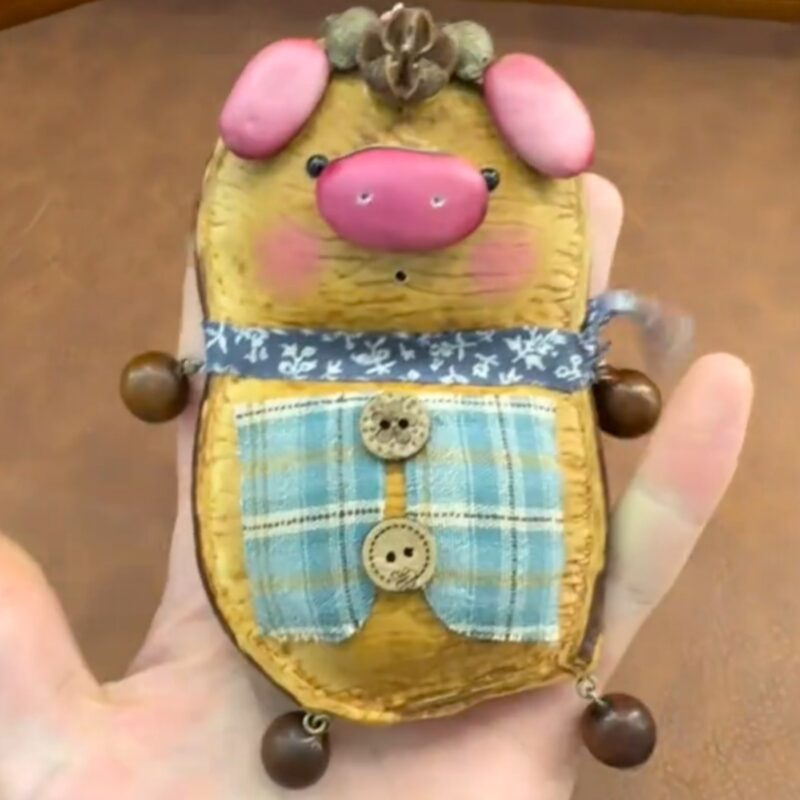 Handmade Blue Plaid Pig Pod Baby