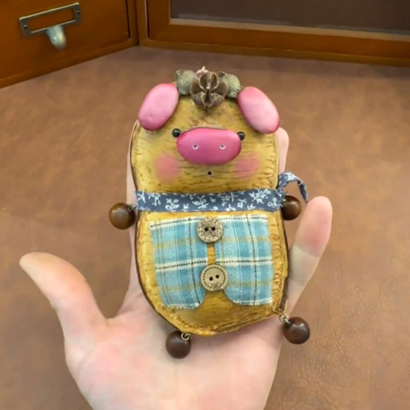 Handmade Blue Plaid Pig Pod Baby